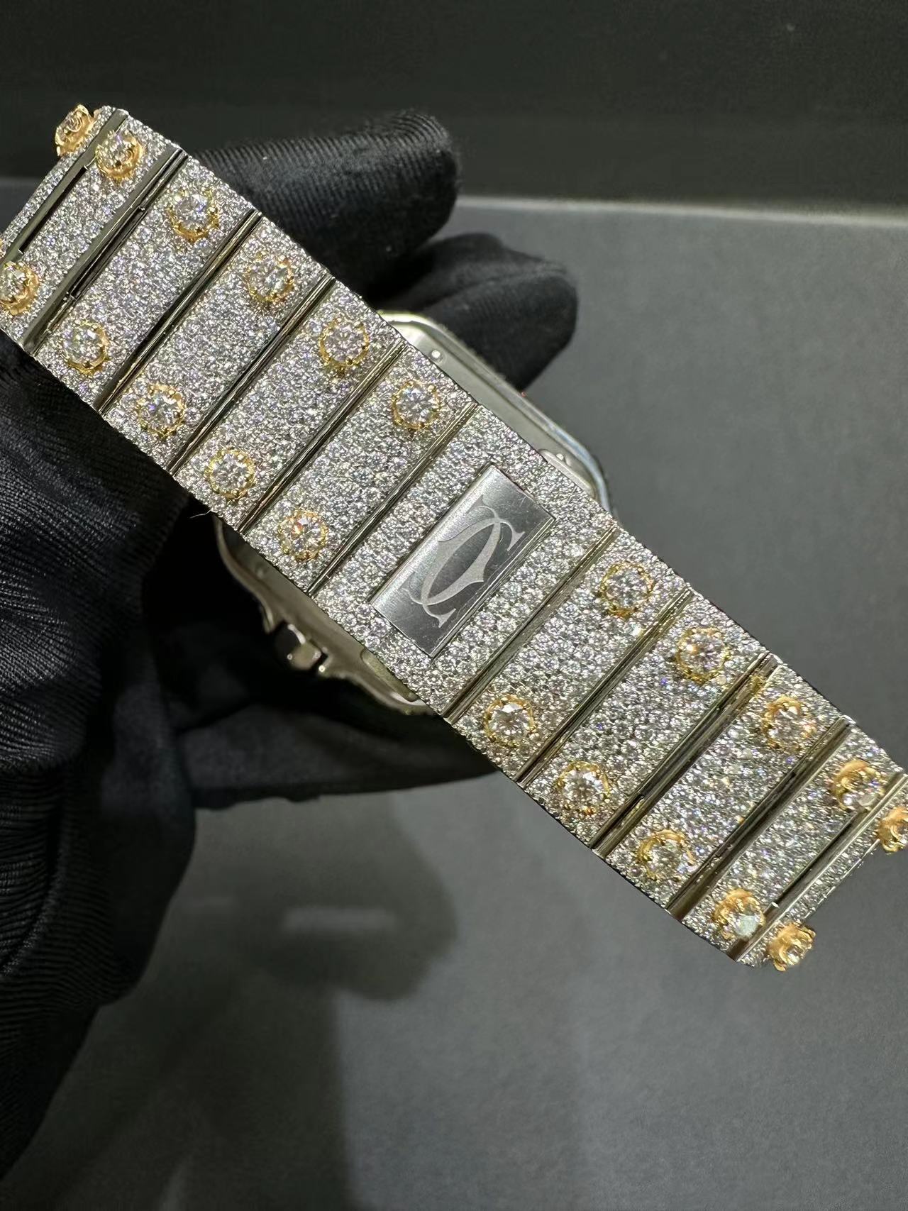 Santos VVS1 Moissanite 41mm Two-Tone 'White Gold'