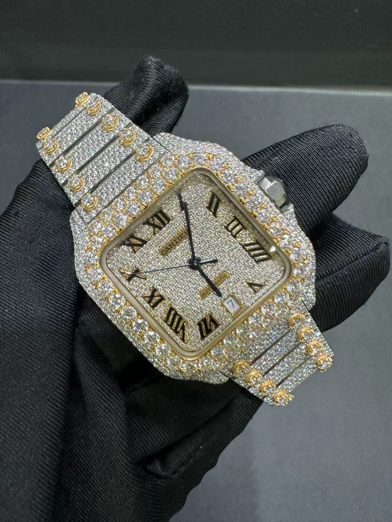 Santos VVS1 Moissanite 41mm Two-Tone 'White Gold'