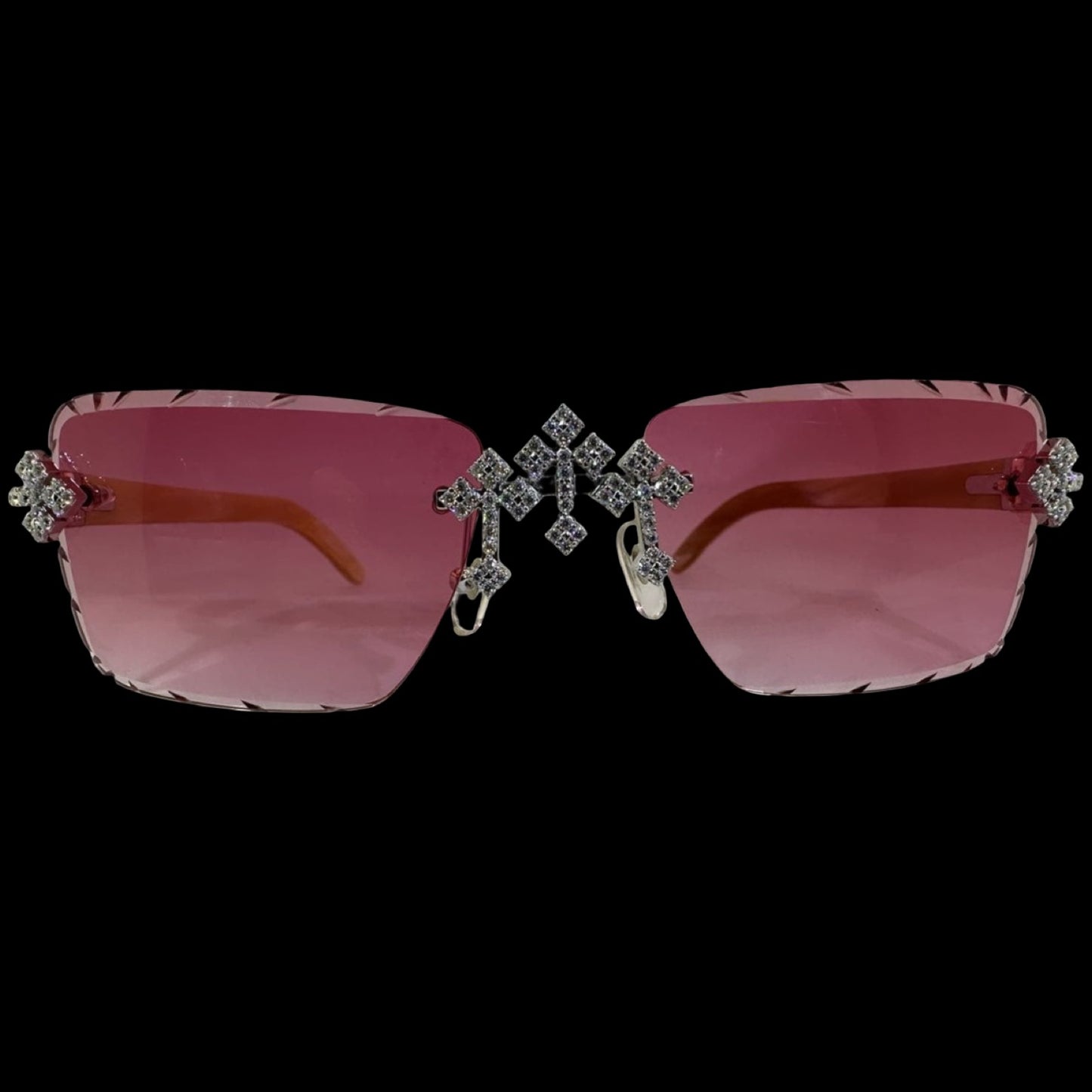 Woods VVS1 Moissanite Cross Sunglasses 'Red'
