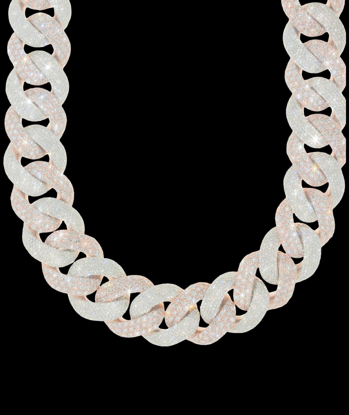 VVS1 Moissanite Cuban Chain 22mm 'Rose/White Gold'