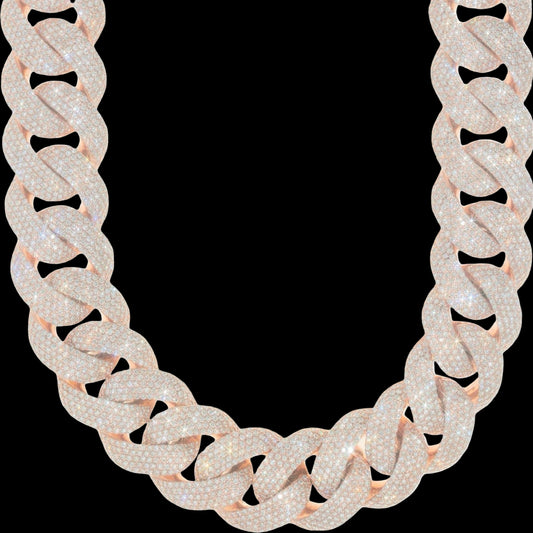 VVS1 Moissanite Cuban Chain 22mm 'Rose Gold'