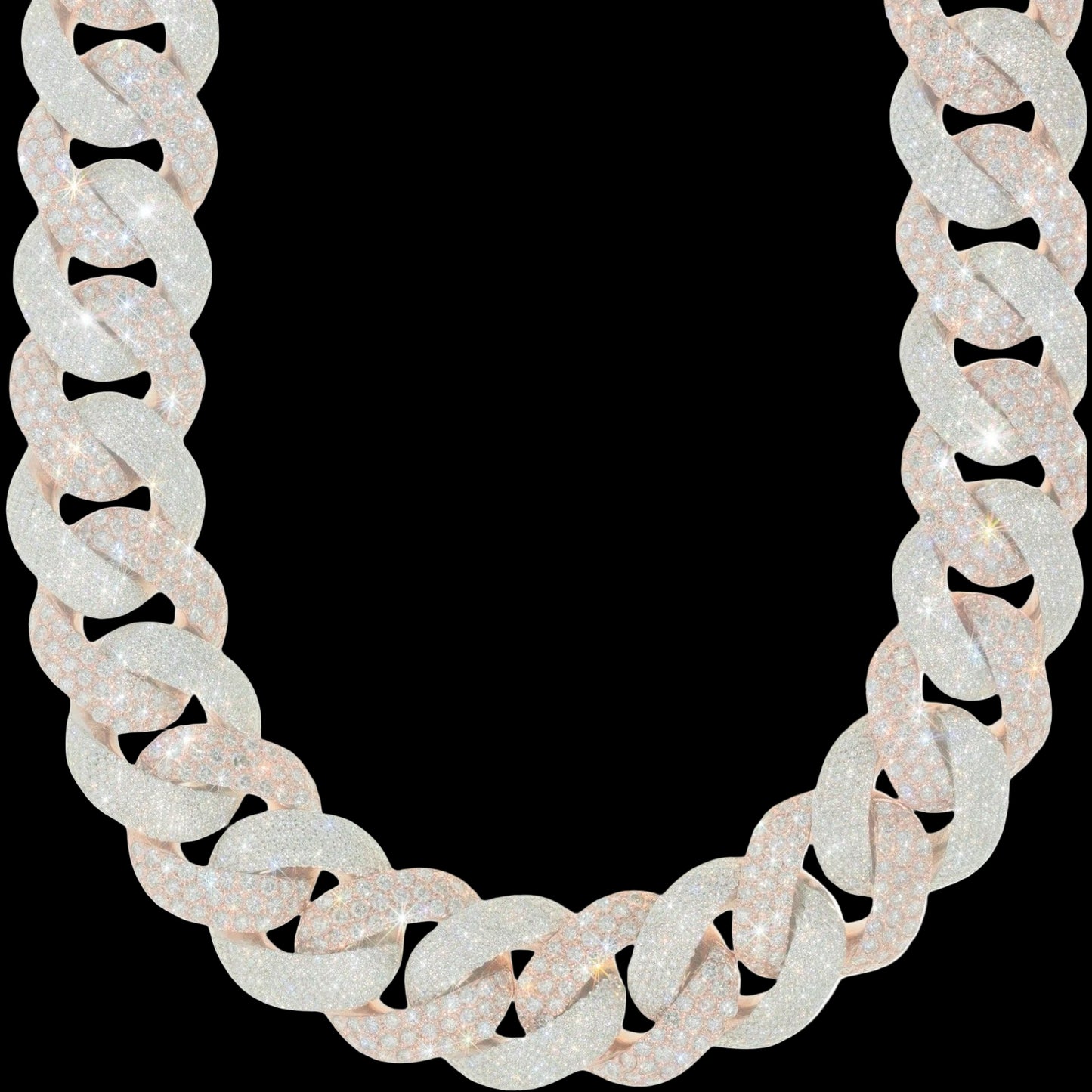 VVS1 Moissanite Cuban Chain 22mm 'Rose/White Gold'