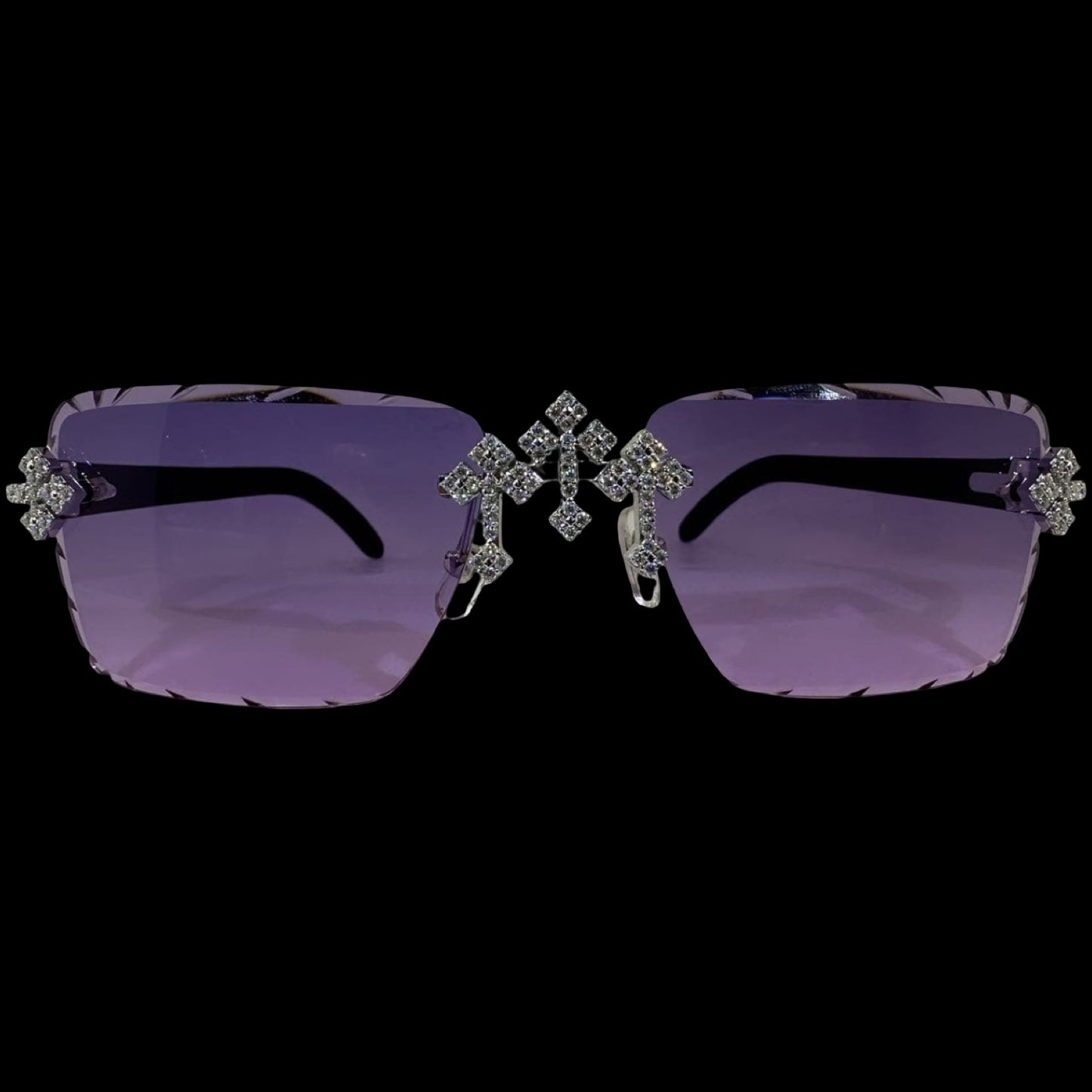 Woods VVS1 Moissanite Cross Sunglasses 'Purple'